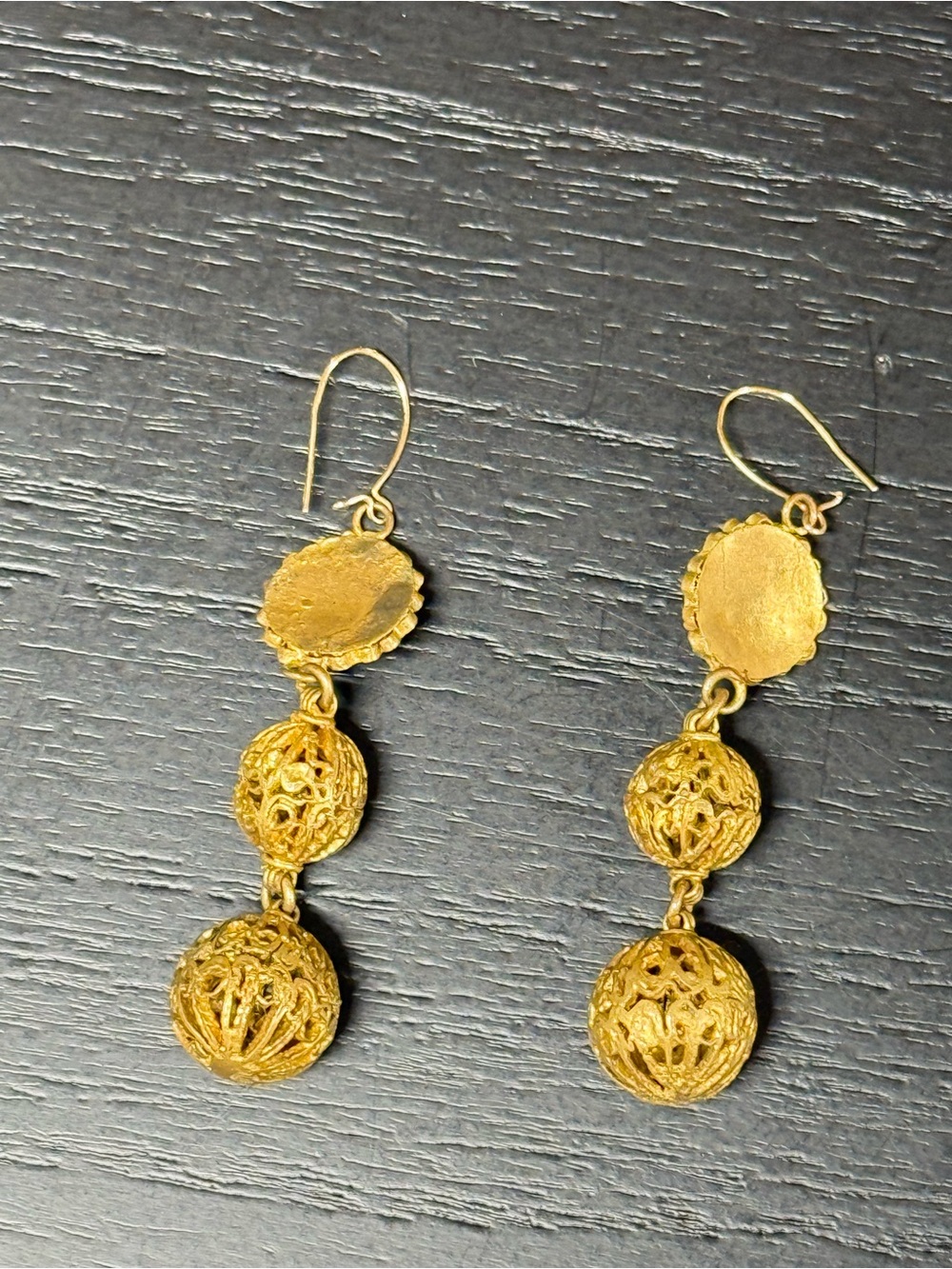 Gold-Tone Filigree Drop Earrings - Elegant Women's Jewelry